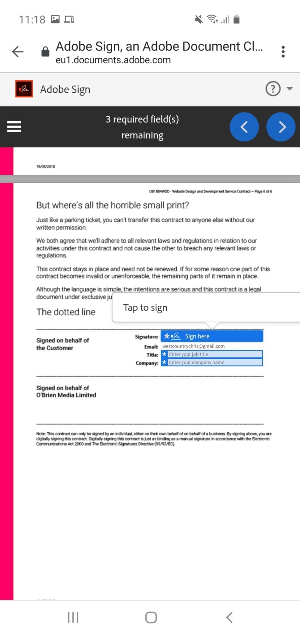 Adobe document form