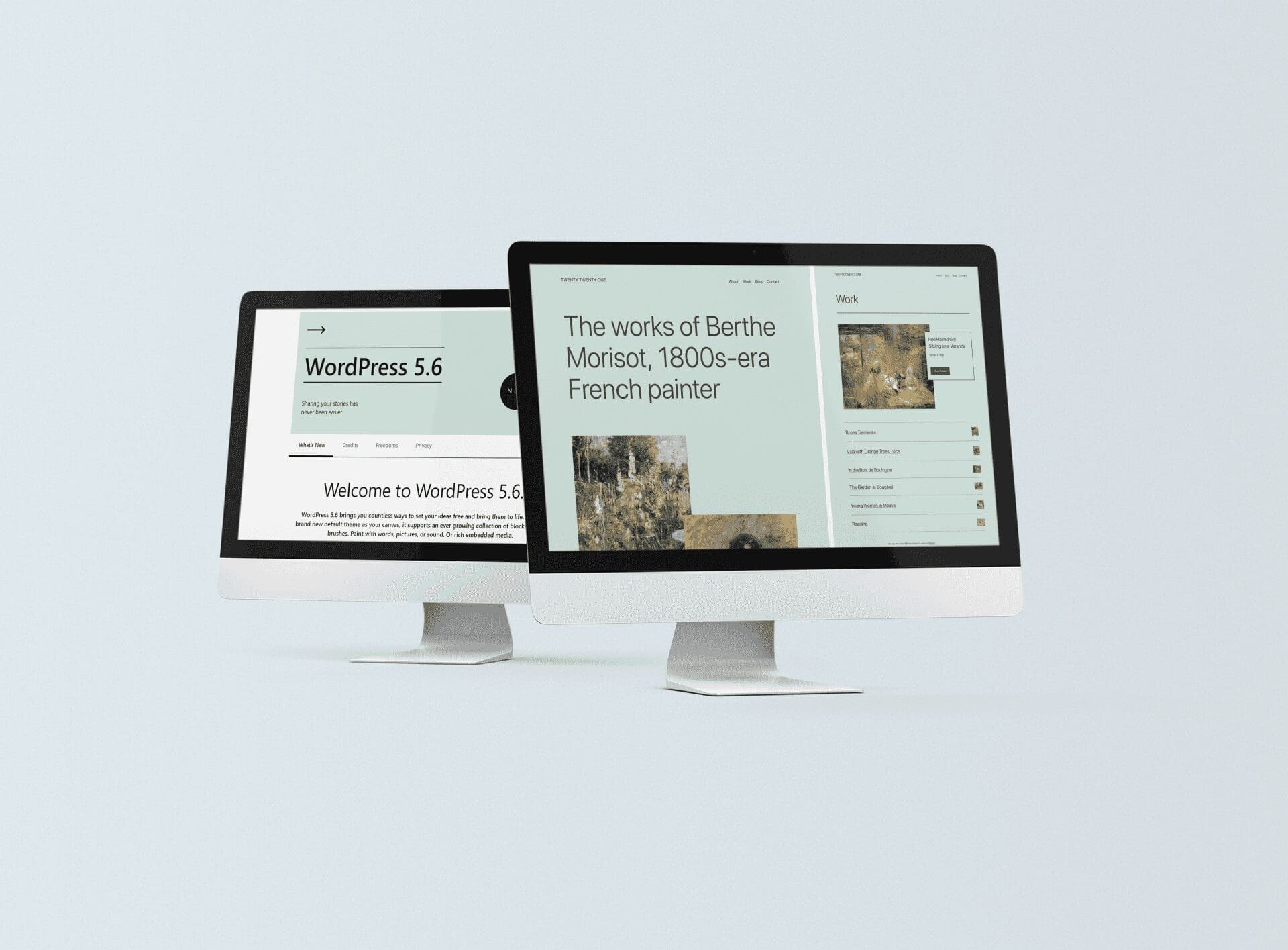 two computers displaying a wordPress website