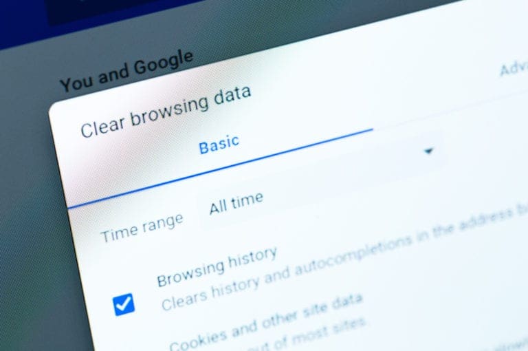 Google Chrome Clear Browsing Data settings screen on desktop
