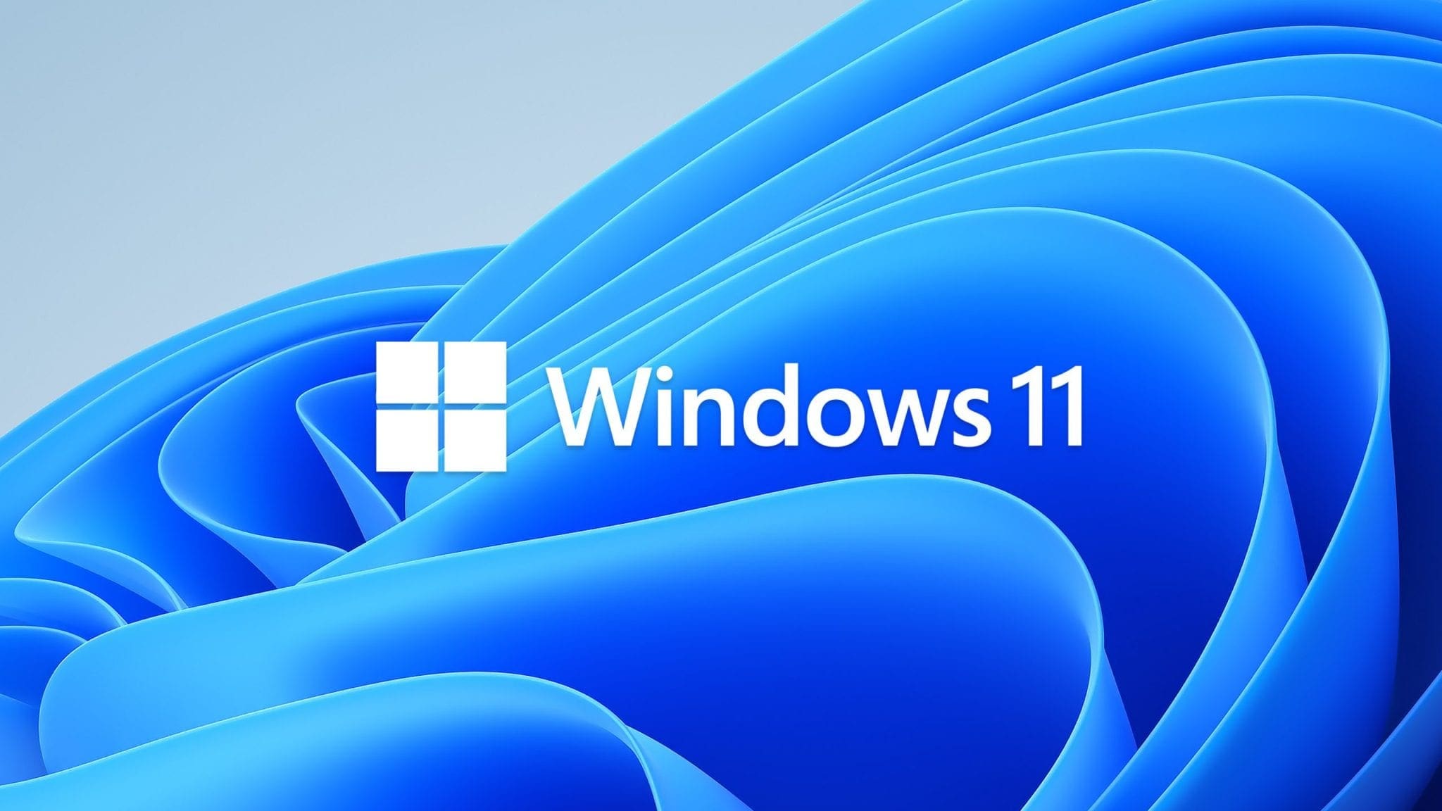 Windows 11 official logo on abstract blue background