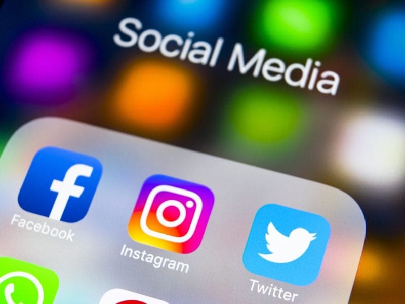 social media logos on a mobile