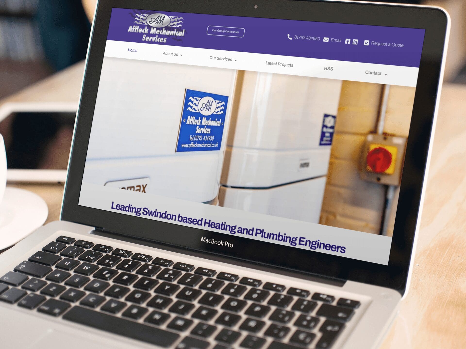 computer showing Affleck Mechanical Services website