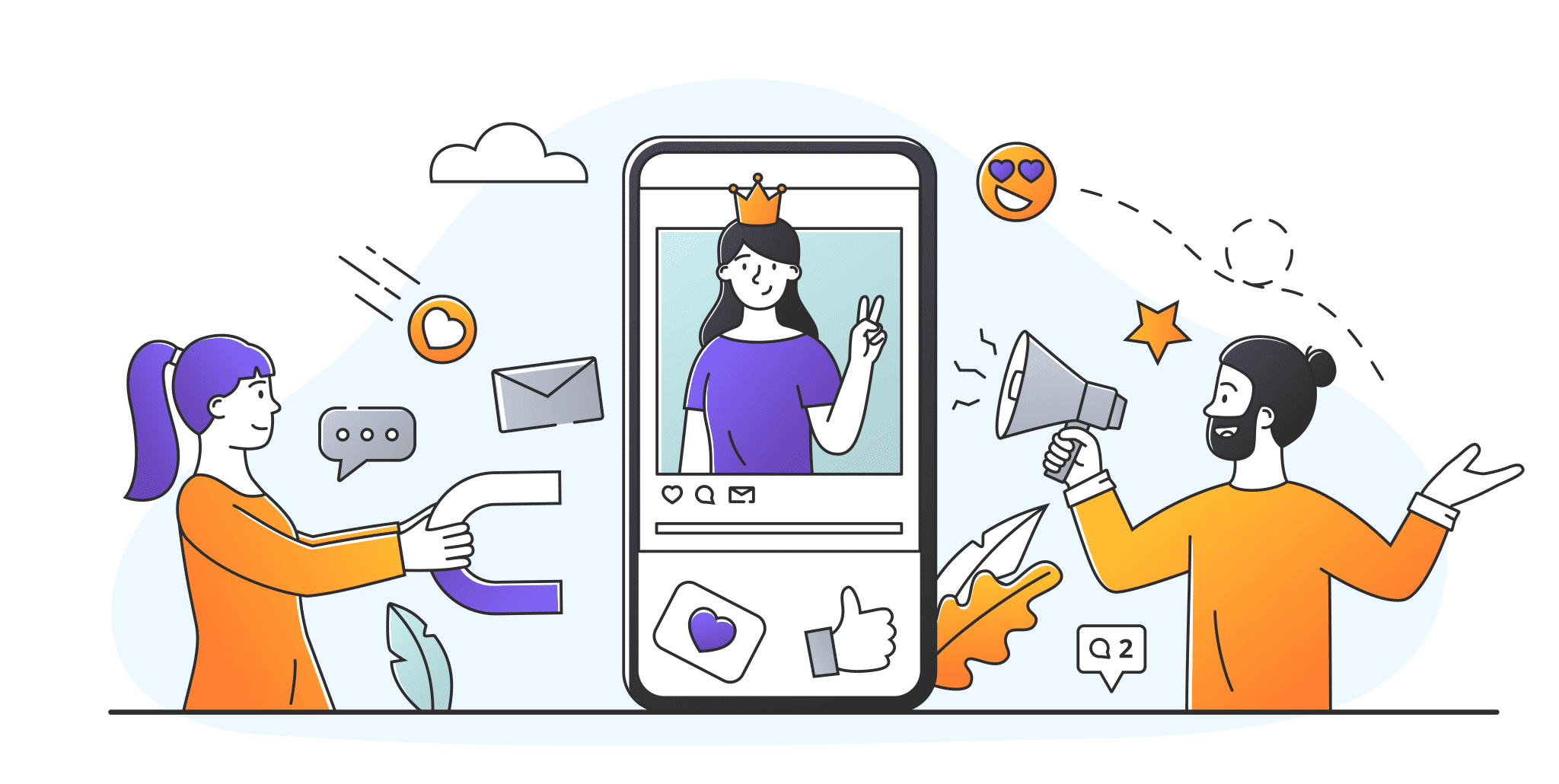 illustration of different options on social media