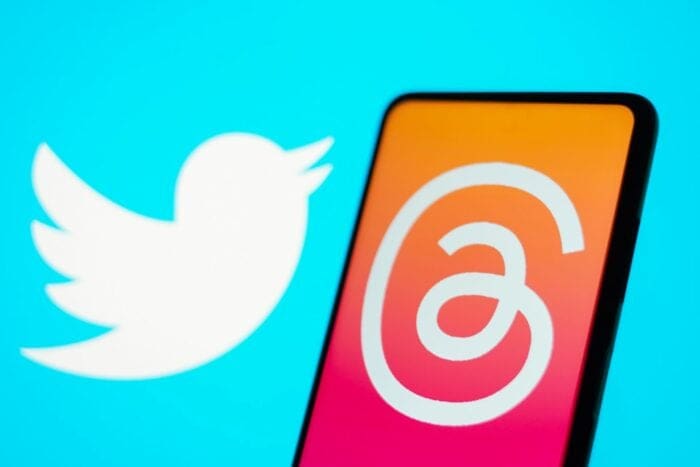Twitter logo and Threads app icon side by side