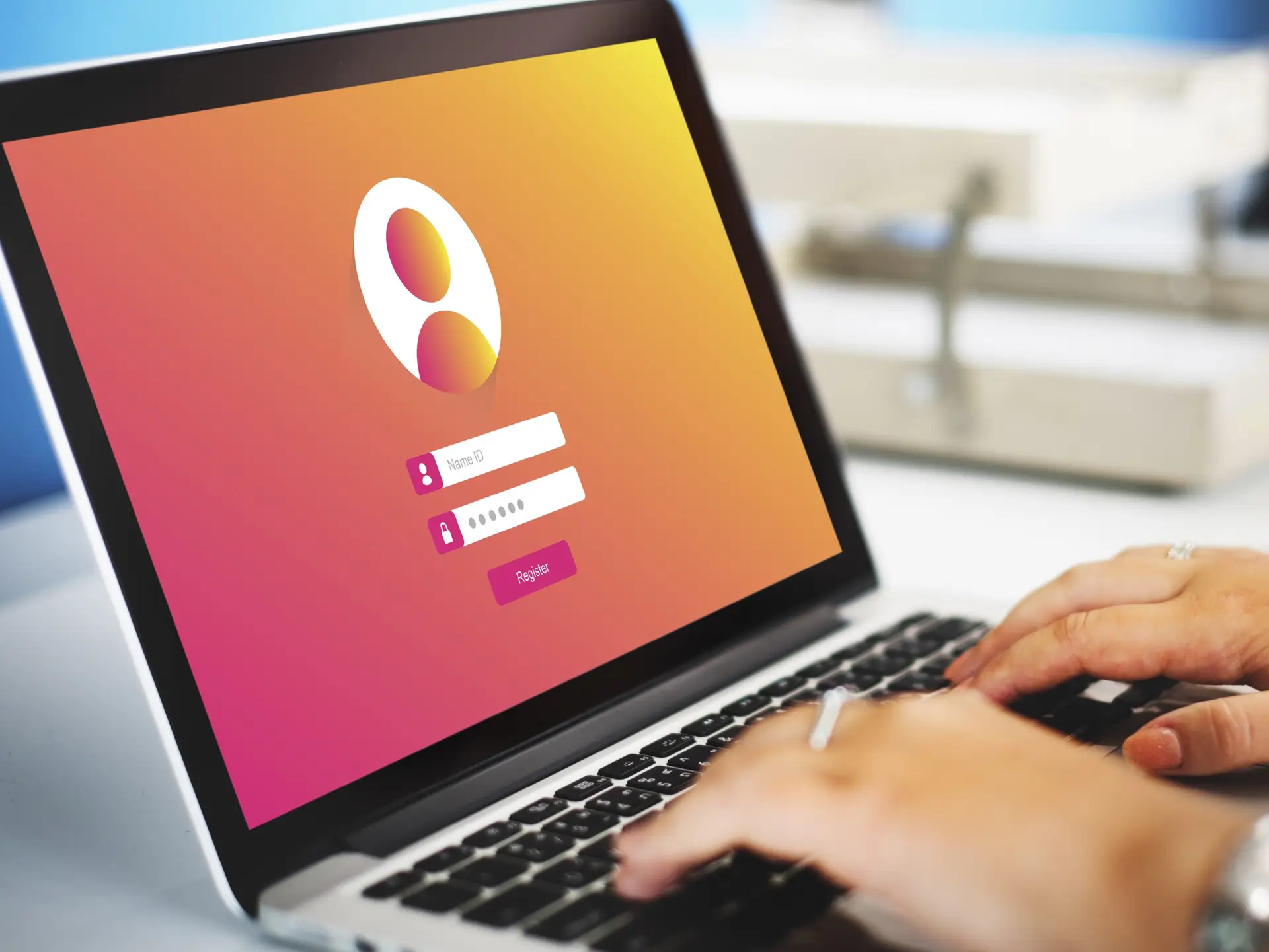 Lock icon overlaid on a digital screen with login and password fields visible