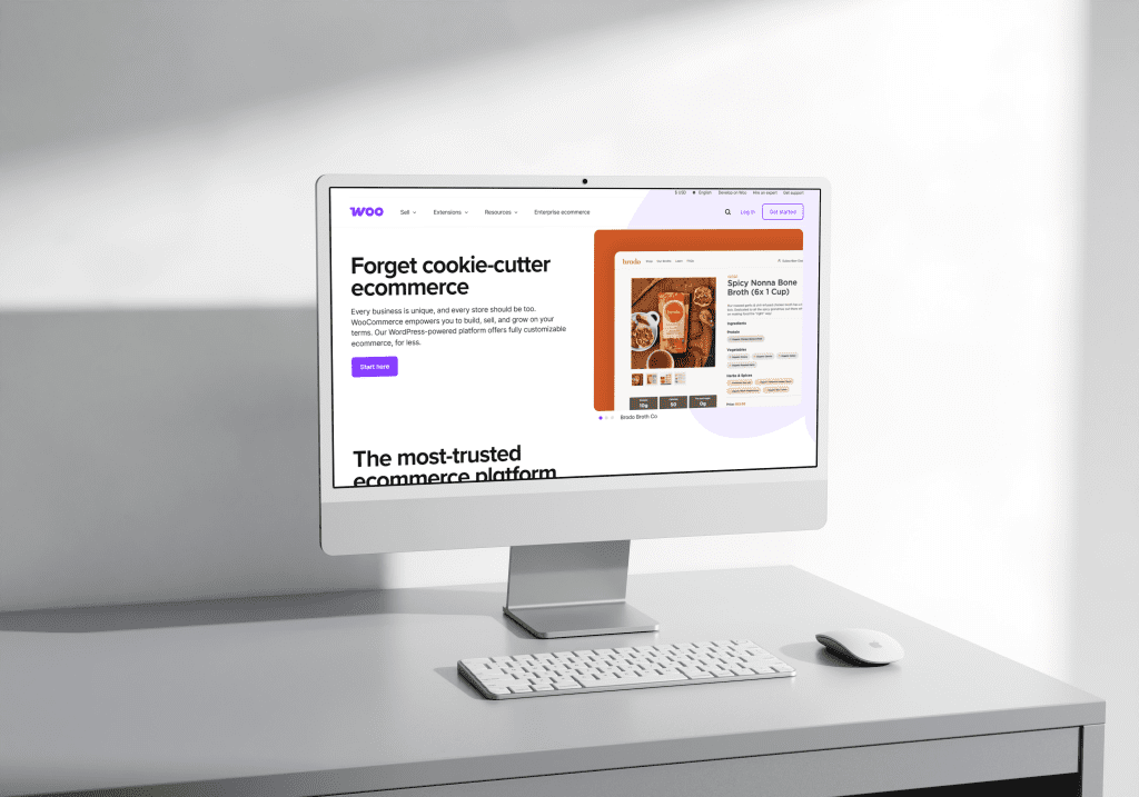 WooCommerce website displayed on a modern desktop computer screen
