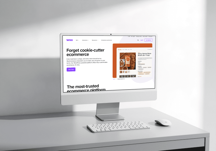 WooCommerce website displayed on a modern desktop computer screen