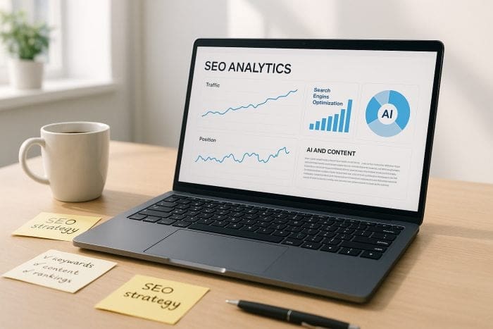 Person at a Laptop looking at SEO Results